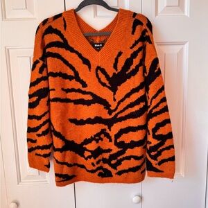 Bold Orange and Black Tiger Print Sweater